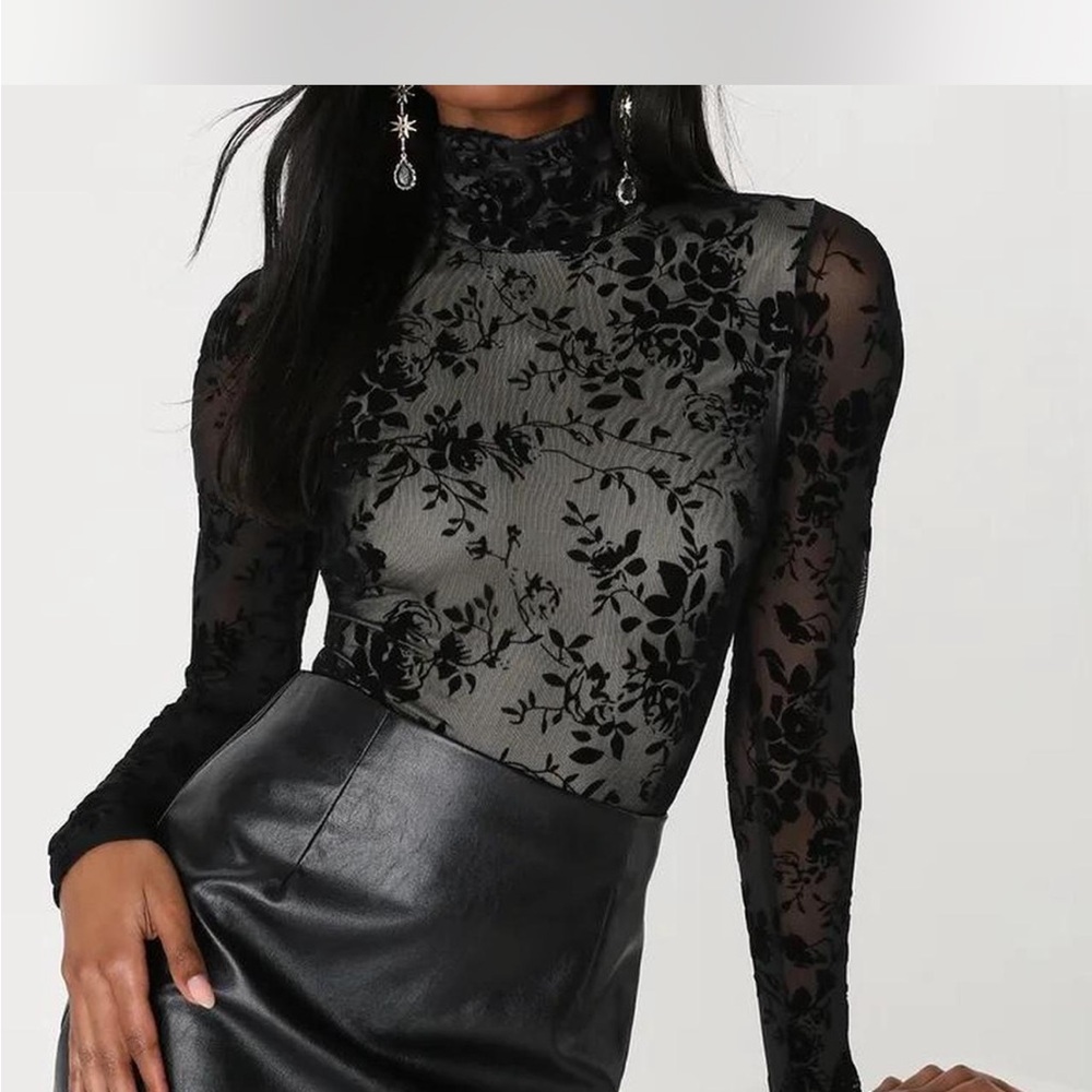 Lulu’s Mock Neck Floral Bodysuit